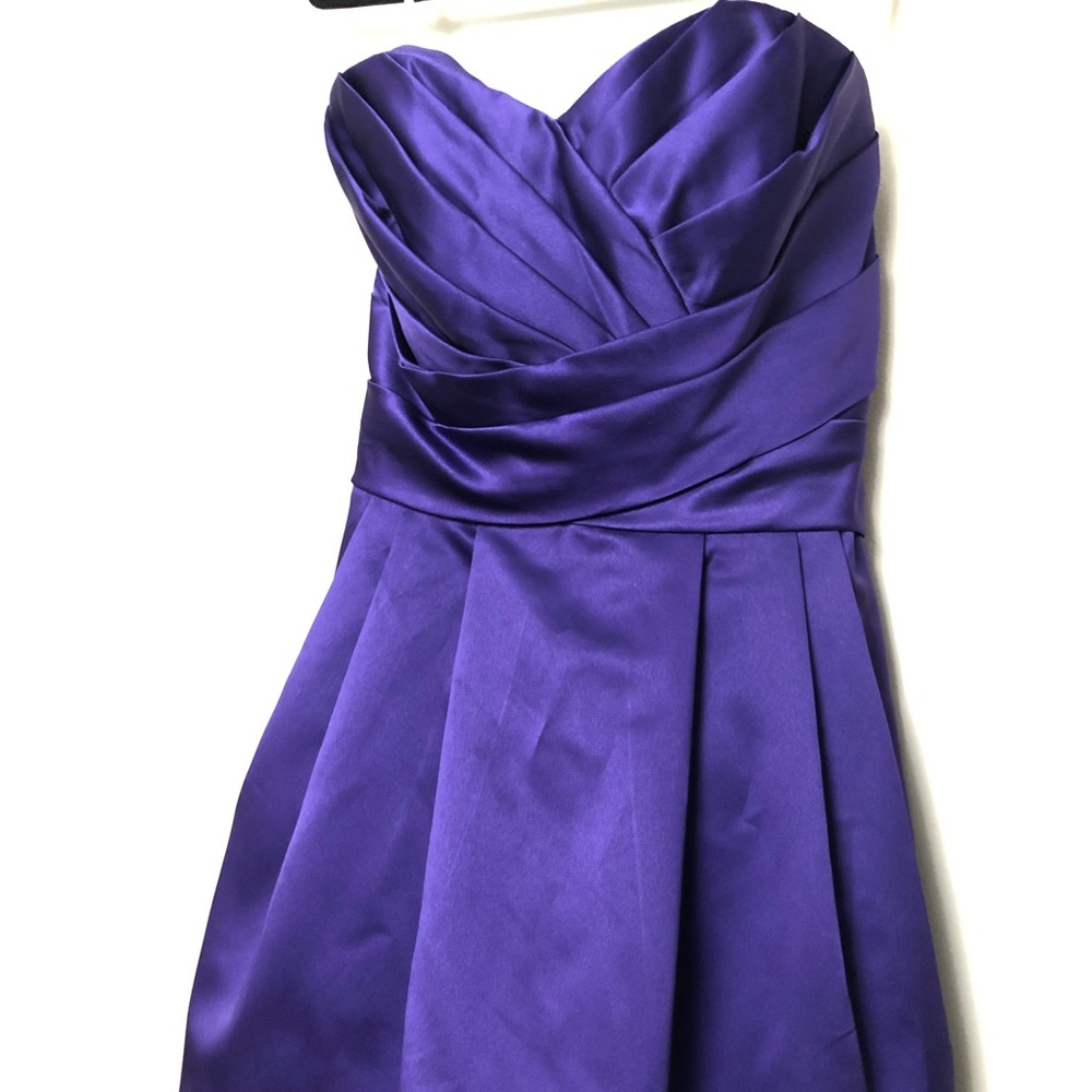 David’s Bridal Satin Purple Strapless Dress